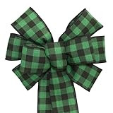 Green Black Buffalo Plaid Christmas Wreath Bow in Size Options | Amazon (US)