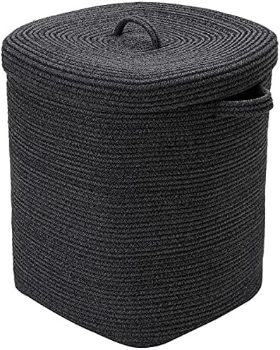 16”x16”x20” Rectangular Extra Large Storage Basket with Lid, Cotton Rope Storage Baskets, Laundry Ha | Amazon (US)