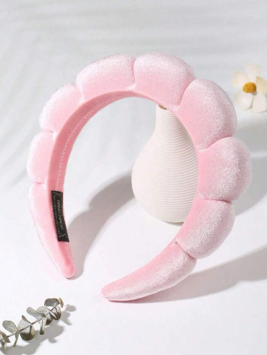 Pink Velvet Headband With 2 Wristbands, Spa Makeup Face Wash Hair Accessories For Skincare And Daily Styling | SHEIN
