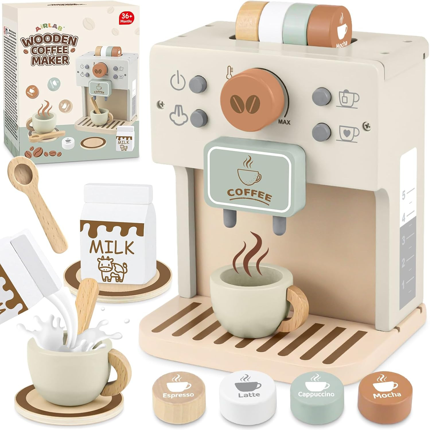 Airlab Wooden Coffee Machine Toy for Kids, Pretend Play Kitchen Accessories | Amazon (UK)