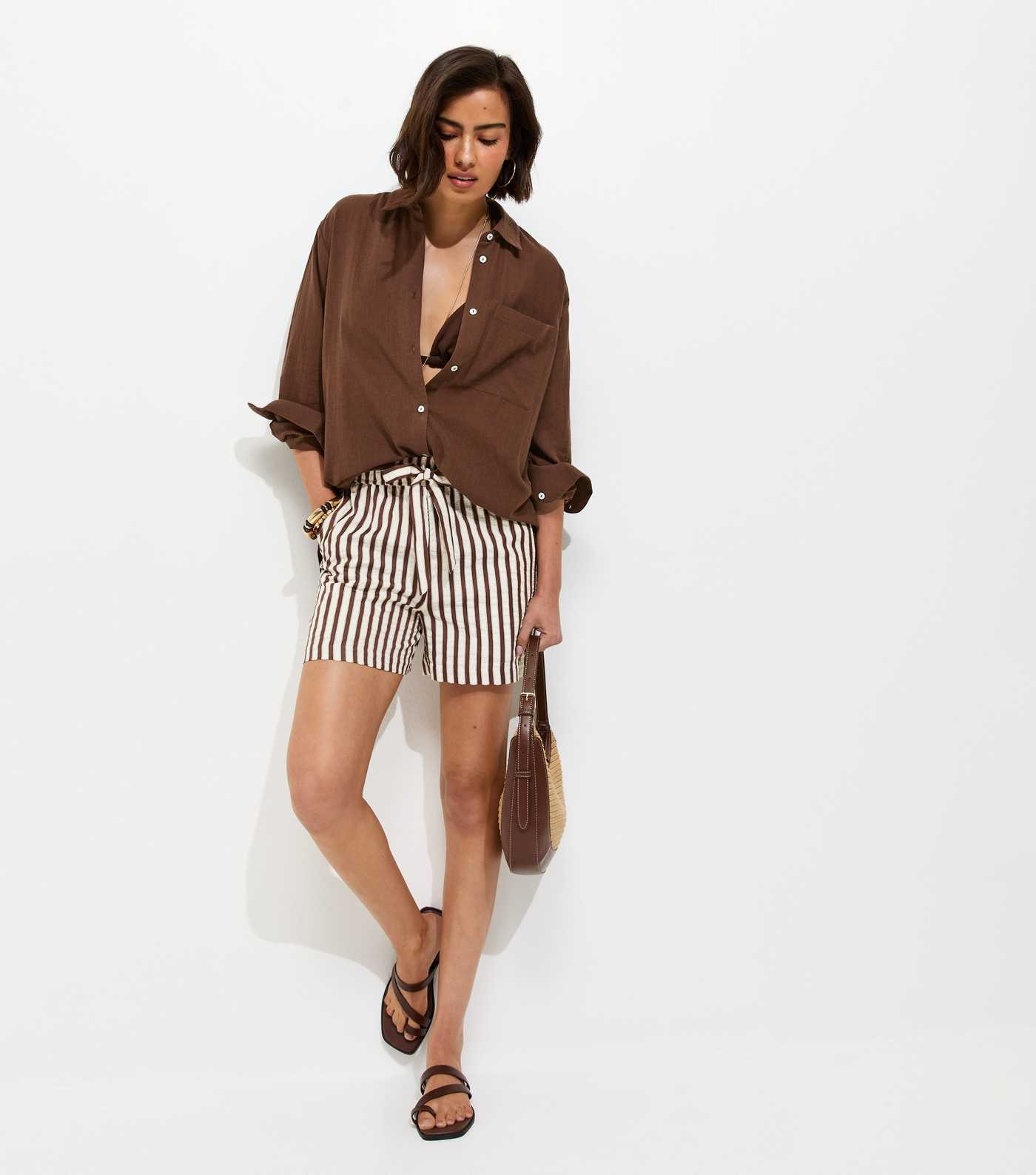 Dark Brown Cotton Oversized Shirt | New Look | New Look (UK)