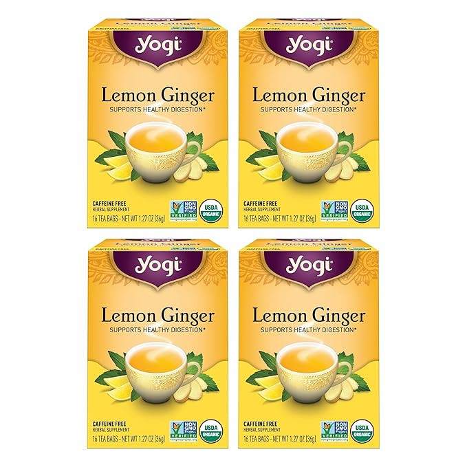 Yogi Tea Lemon Ginger - 16 Bags per Pack (4 Packs) - Organic Ginger Root Tea to Support Healthy D... | Amazon (US)