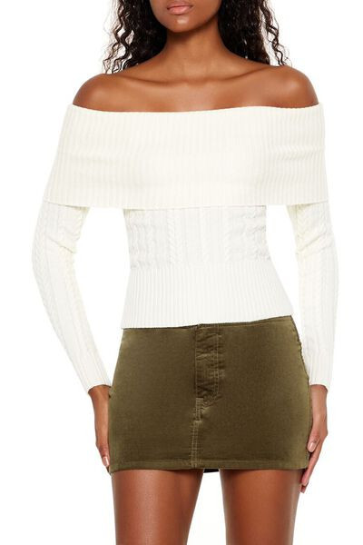 Cable Knit Off-the-Shoulder Sweater | Forever 21