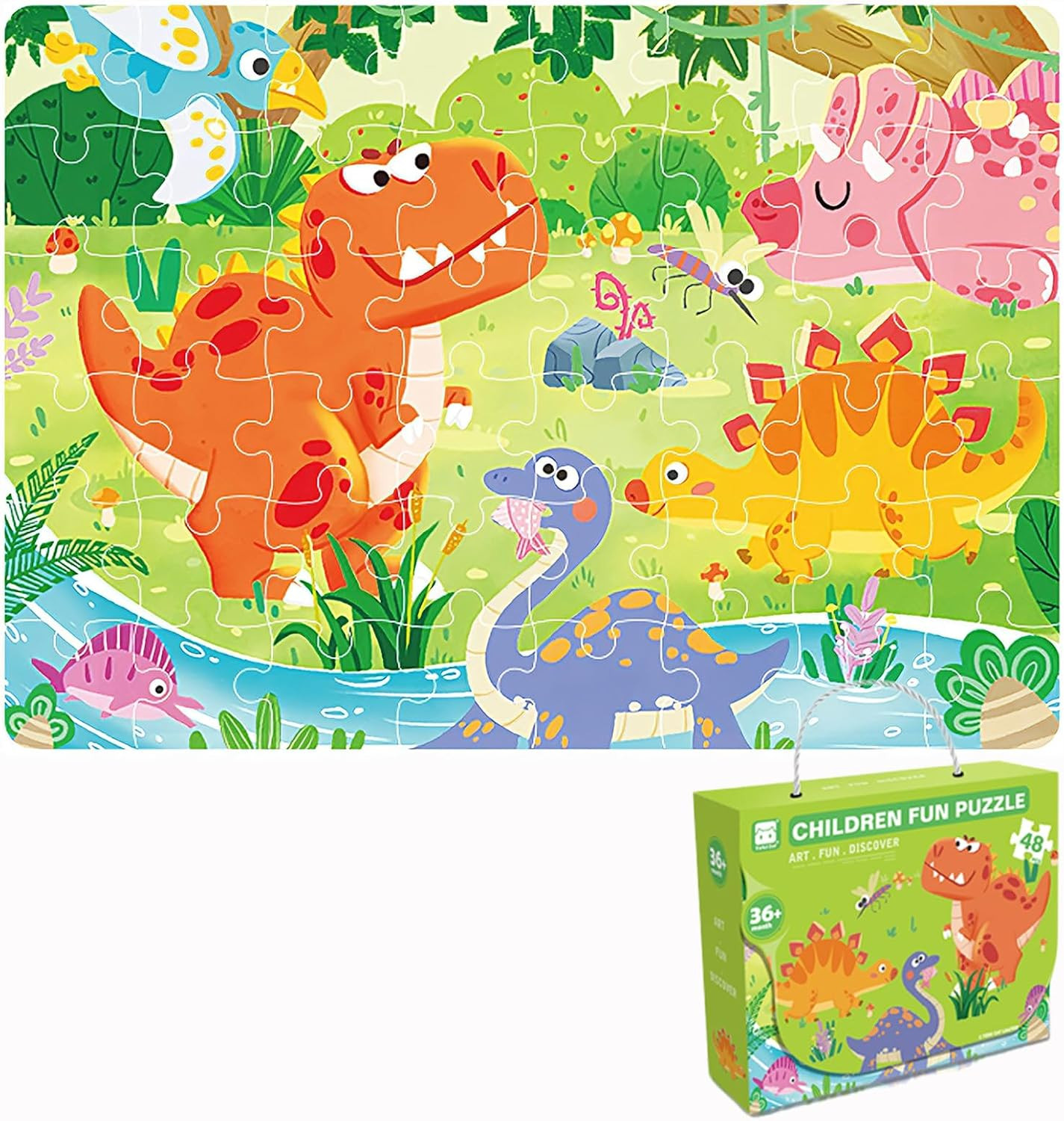 GIVEITALL Dinosaur Jigsaw Puzzle for Kids Ages 4-10 Year Olds 48 Pieces | Amazon (US)
