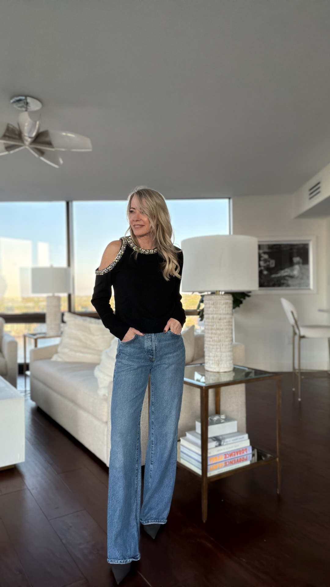 Effortless glam ✨
This embellished shoulder sweater elevates any denim. Paired with wide-leg jeans and pointed-toe heels for an easy, polished look.
Shop the full outfit below. Im in a xs in the sweater and size 24 jeanns

#LTKSeasonal #LTKHoliday #LTKOver40