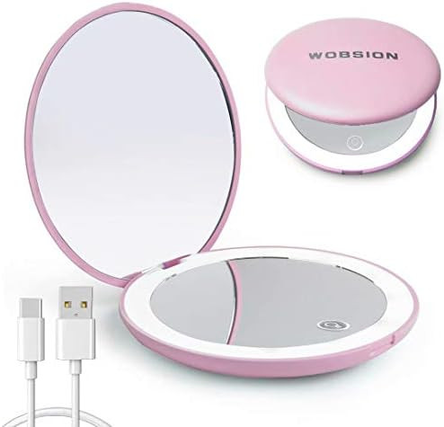 wobsion Compact Magnifying Mirror,Rechargeable 1x/10x Magnification Travel Mirror with Light,Smal... | Amazon (US)
