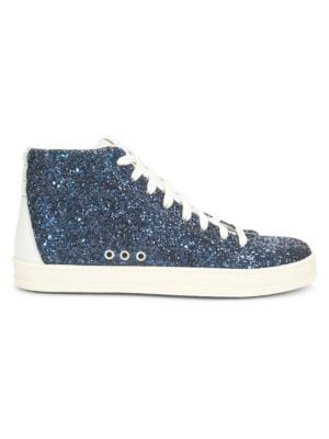 Glitter Leather High-Top Sneakers | Saks Fifth Avenue OFF 5TH
