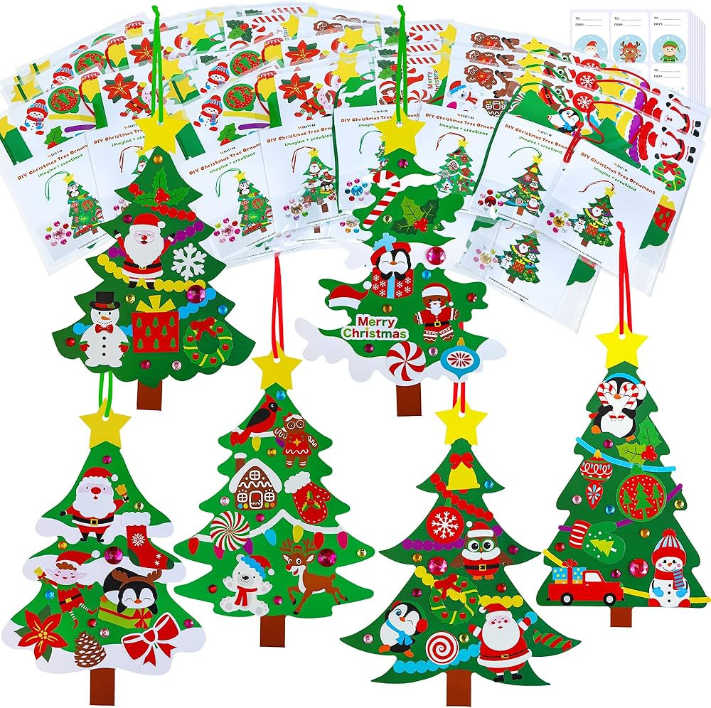 Winlyn 48 Sets Christmas Tree Ornaments Decorations Art Sets DIY Christmas Craft Kits Winter Craf... | Amazon (US)