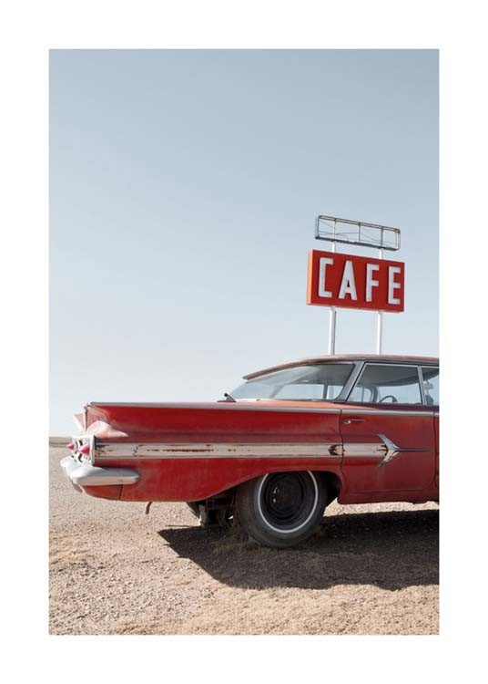 Red Classic Car Print | Desenio