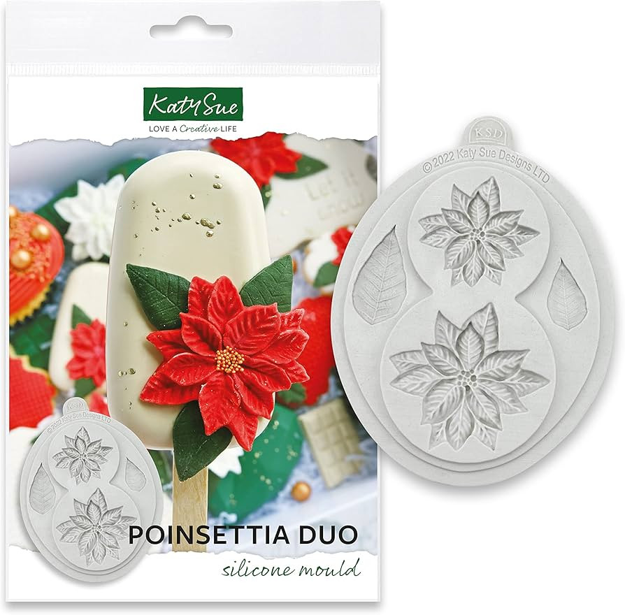 Katy Sue Poinsettia Duo Silicone Mold for Cake Decorating & Crafts. Makes a Large Poinsettia 2 x ... | Amazon (US)