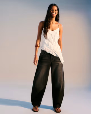 Bershka barrel jeans in black&white | ASOS (Global)