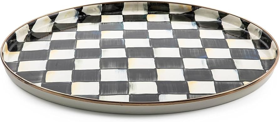 MACKENZIE-CHILDS Enamel Round Tray, Unique Serving Platter for Food and Drinks, Black-and-White C... | Amazon (US)