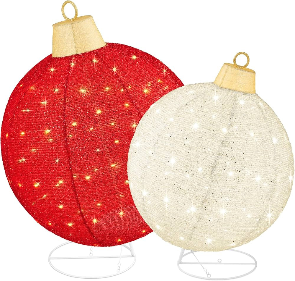 Best Choice Products 2pc Lighted Pop-Up Outdoor Christmas Ornament Set, Holiday Ball Decoration w... | Amazon (US)
