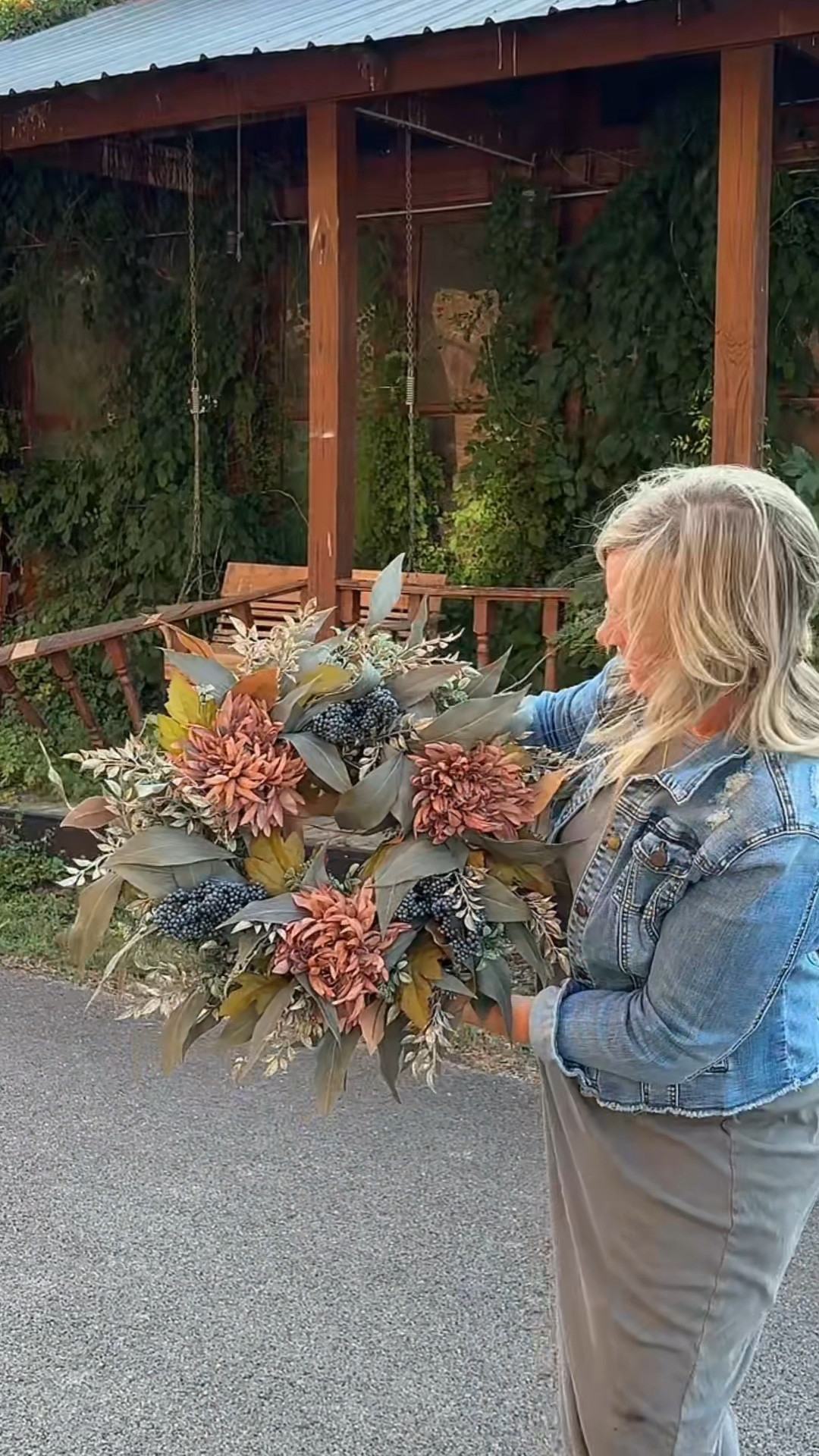 Fall eucalyptus and mum wreath full of rustic colors for that farmhouse feel.  

#LTKHome #LTKU #LTKSeasonal