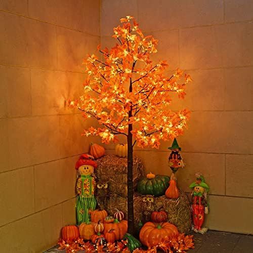 Lightshare 7FT LED Lighted Maple Tree - Dotted with 208 Warm White LED Lights Orange for Thanksgi... | Amazon (US)