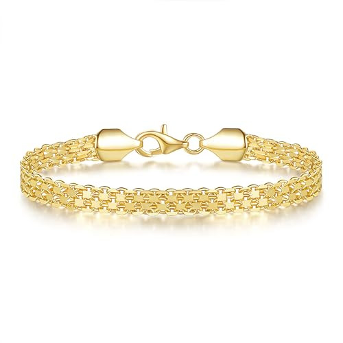 FEGER 14K Gold Mesh Chain Bracelet for Women and Men Dainty Gold Bracelets Gift for Women(6.5''-8... | Amazon (US)