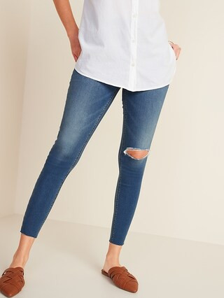 Mid-Rise Distressed Rockstar Super Skinny Ankle Jeggings for Women | Old Navy (US)