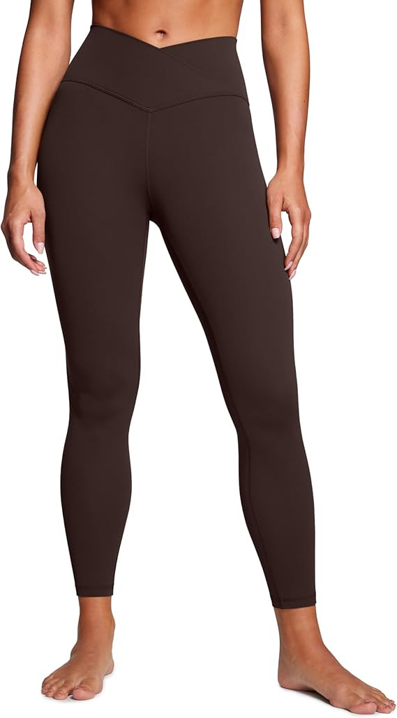 CRZ YOGA Womens Butterluxe Cross Waist Workout Leggings 25" - V Crossover High Waisted Gym Yoga L... | Amazon (US)