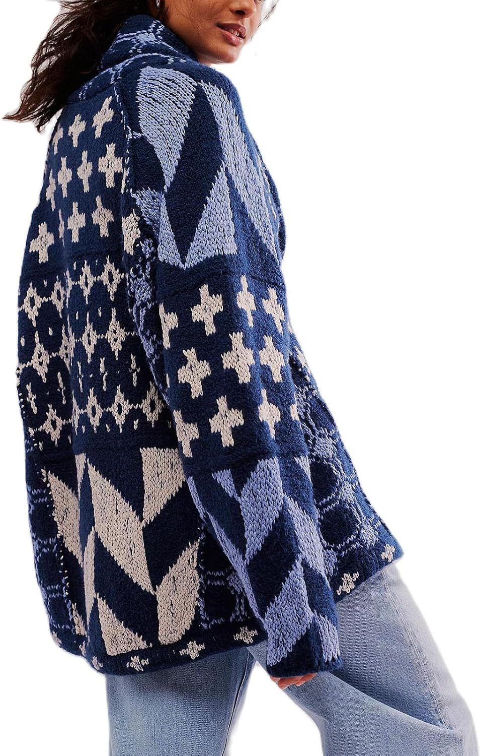 Cardigan Sweaters for Women Button Down Shawl Collar Oversized Sweater Coats Y2k Print Cardigans Fall Fashion | Amazon (US)