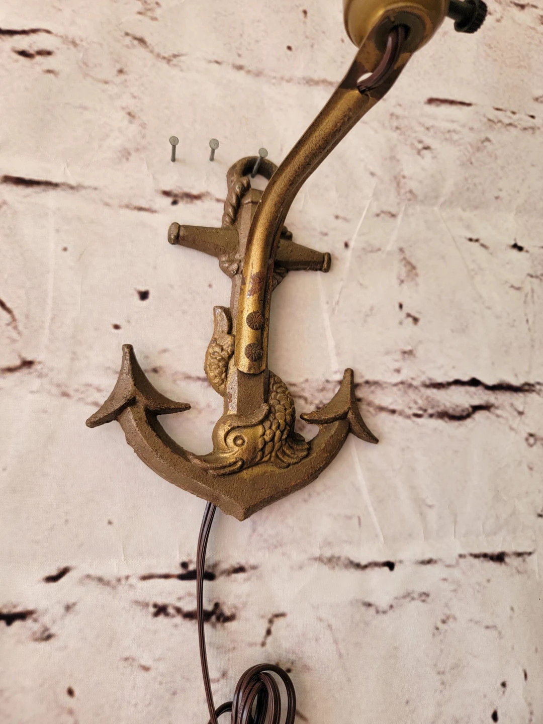 Nautical Anchor Koi Dolphin Fish Brass Wall Sconce Vintage Antique - Etsy | Etsy (US)