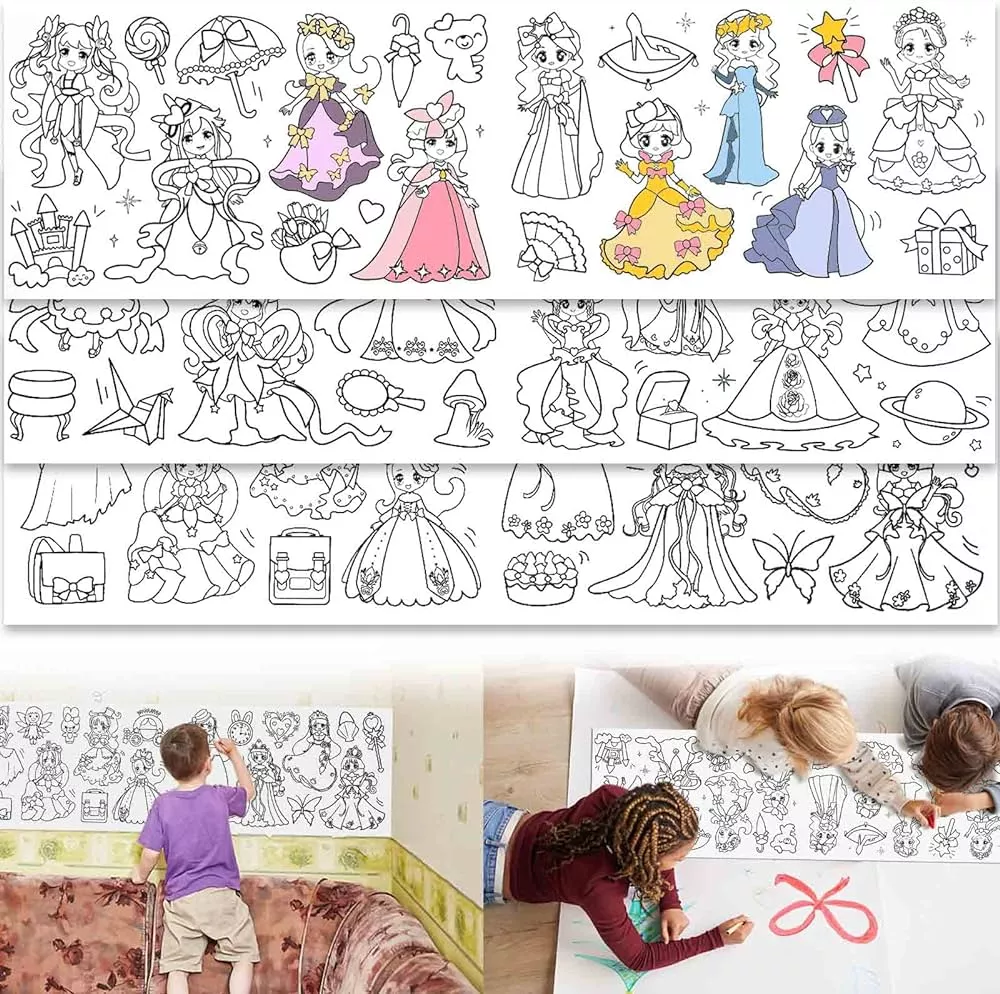  Children's Drawing Roll with Colored Pencils, Sticky