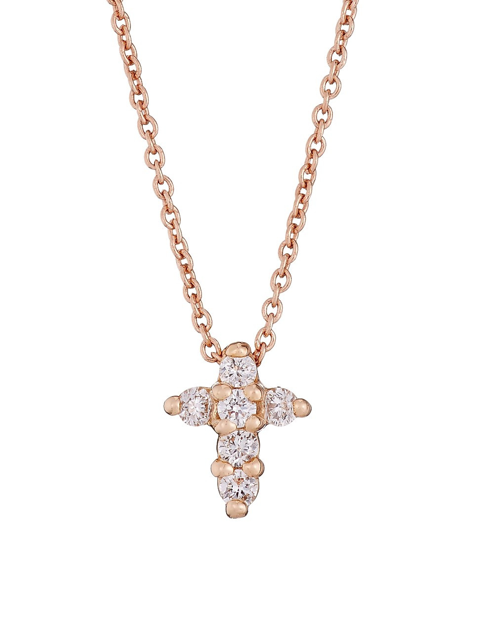 Roberto Coin Women's Tiny Treasures Diamond & 18K Rose Gold Baby Cross Pendant Necklace - Rose Gold | Saks Fifth Avenue