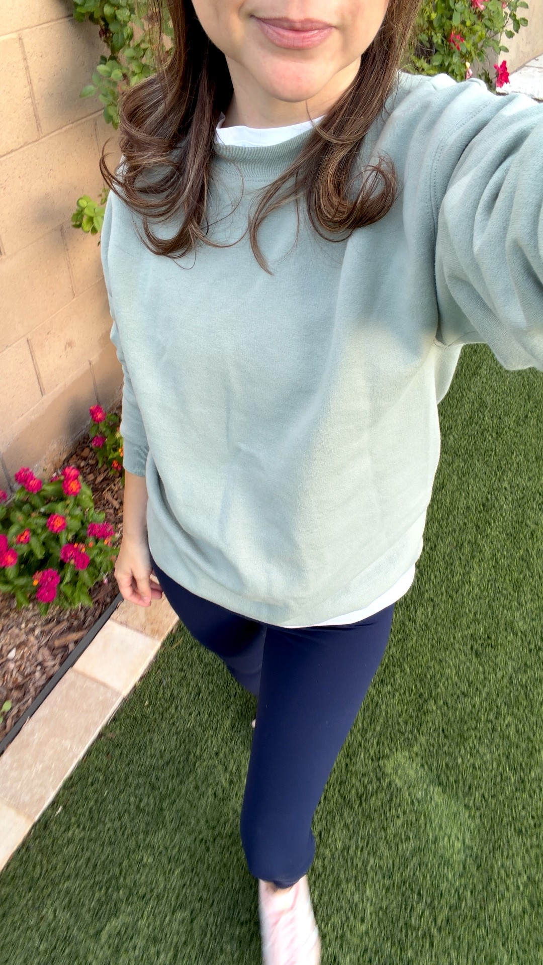 Green and blue athletic combo for sports day! 

Men’s sweater small
Leggings small
Tee XS 

#LTKSeasonal #LTKPetite