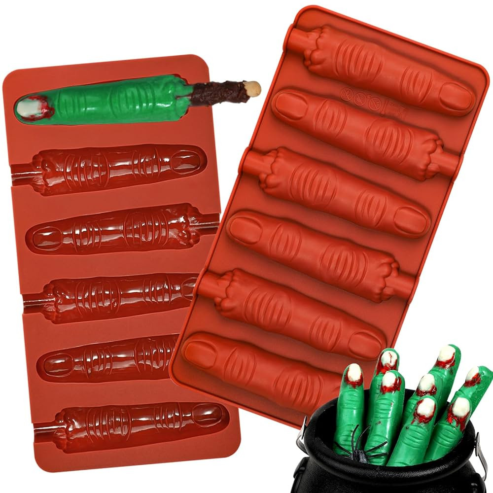 Webake Halloween Witch Finger Chocolate Mold, 6-Cavity Finger Pretzel Rod Molds for Chocolate, Pr... | Amazon (US)