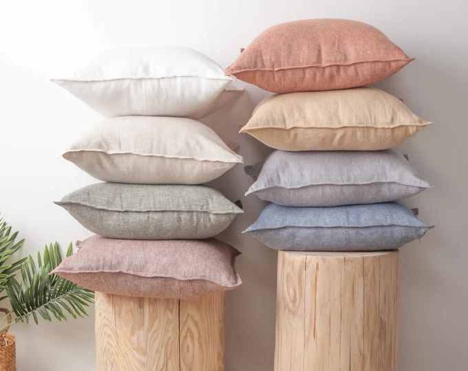 Linen Pillow Case in Peach  Softened Washed Custom Size - Etsy | Etsy (US)