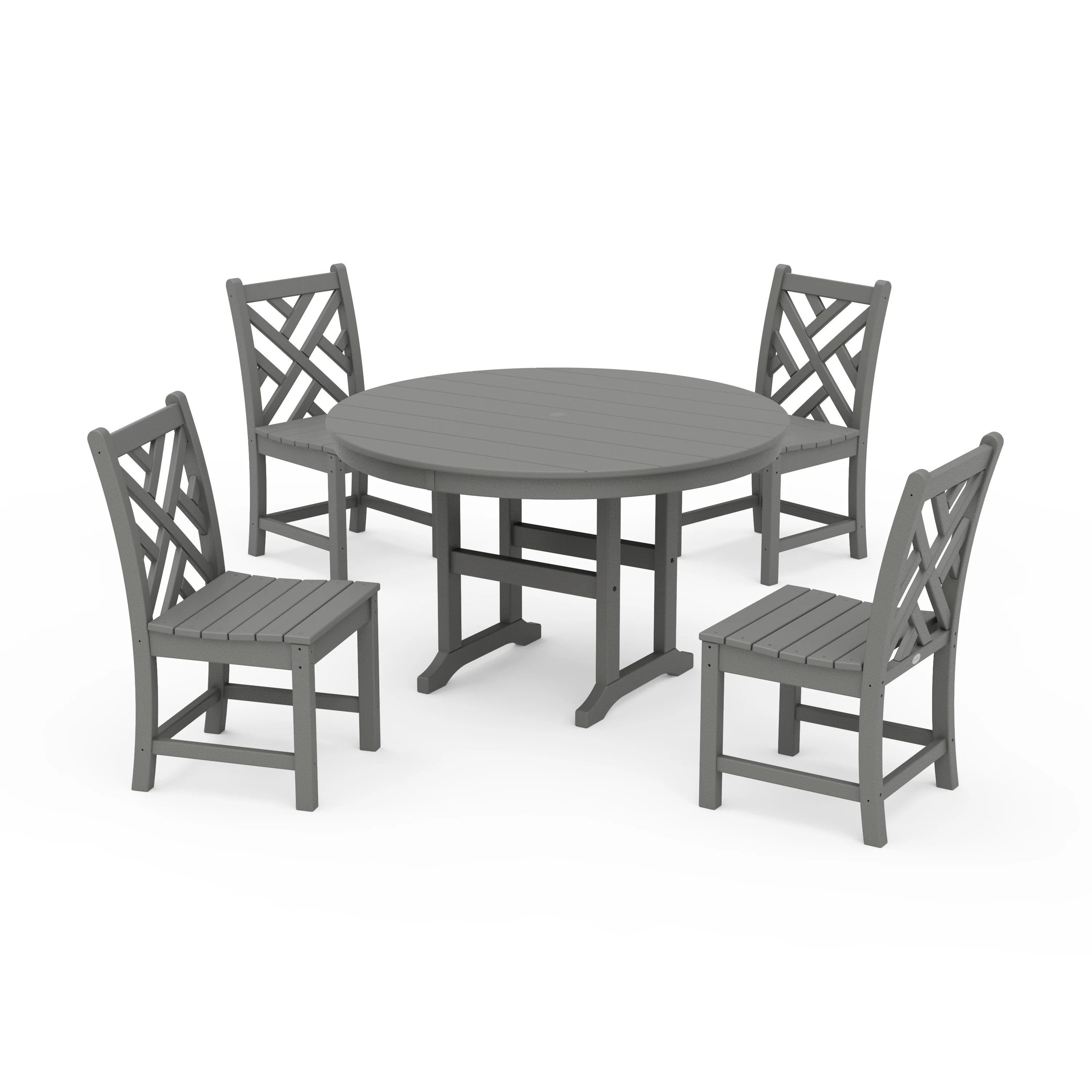 Chippendale 5-Piece Round Farmhouse Side Chair Dining Set | POLYWOOD
