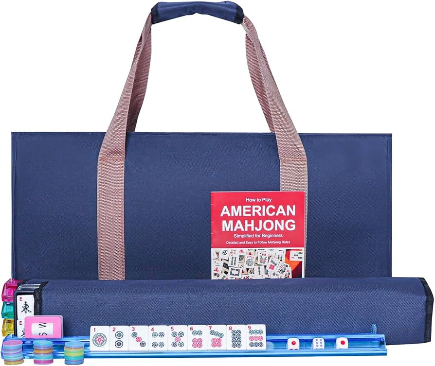 American Mahjong Game Set, 166 Premium White Tiles, 4 All-in-One Color Rack/Pushers, Complete Mah... | Amazon (US)