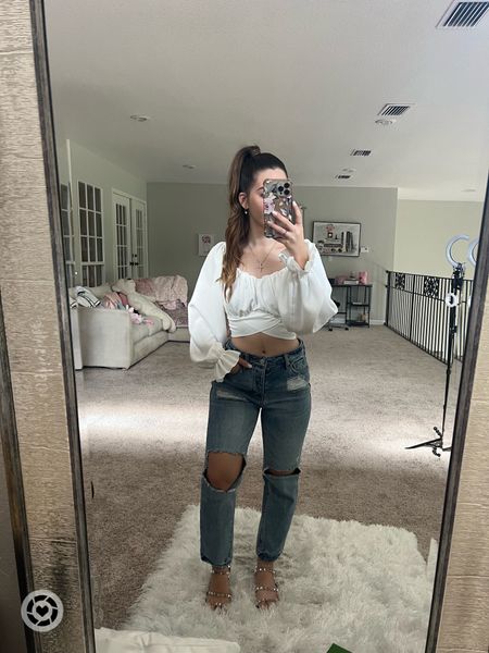You girls have been loving this look!! Casual ootd, streetwear chic look. Amazon find crop wrap top (comes in a set with a skirt). Paired with Hollister distresses mom jeans and Steve Madden clear stud sandals. Perfect summer look to run errands. Xoxo

#summer #jeans #momjeans #sandals #stud #silver #ootd #casual #amazon #amazonfinds #datenight 

Follow my shop @lovelyfancymeblog on the @shop.LTK app to shop this post and get my exclusive app-only content!

#liketkit #LTKU #LTKunder100 #LTKshoecrush
@shop.ltk

#LTKBacktoSchool #LTKworkwear #LTKstyletip