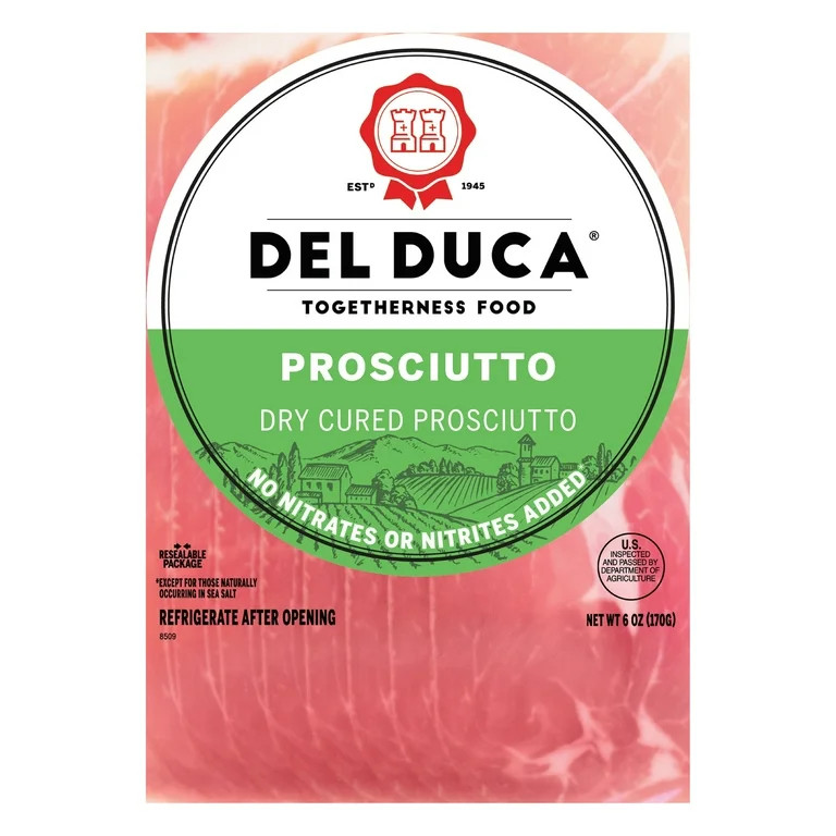 Del Duca, Dry Cured Prosciutto, Sliced Pork Deli Meat, 6 oz Plastic Tray, Serving Size 1 oz, 9 Gr... | Walmart (US)