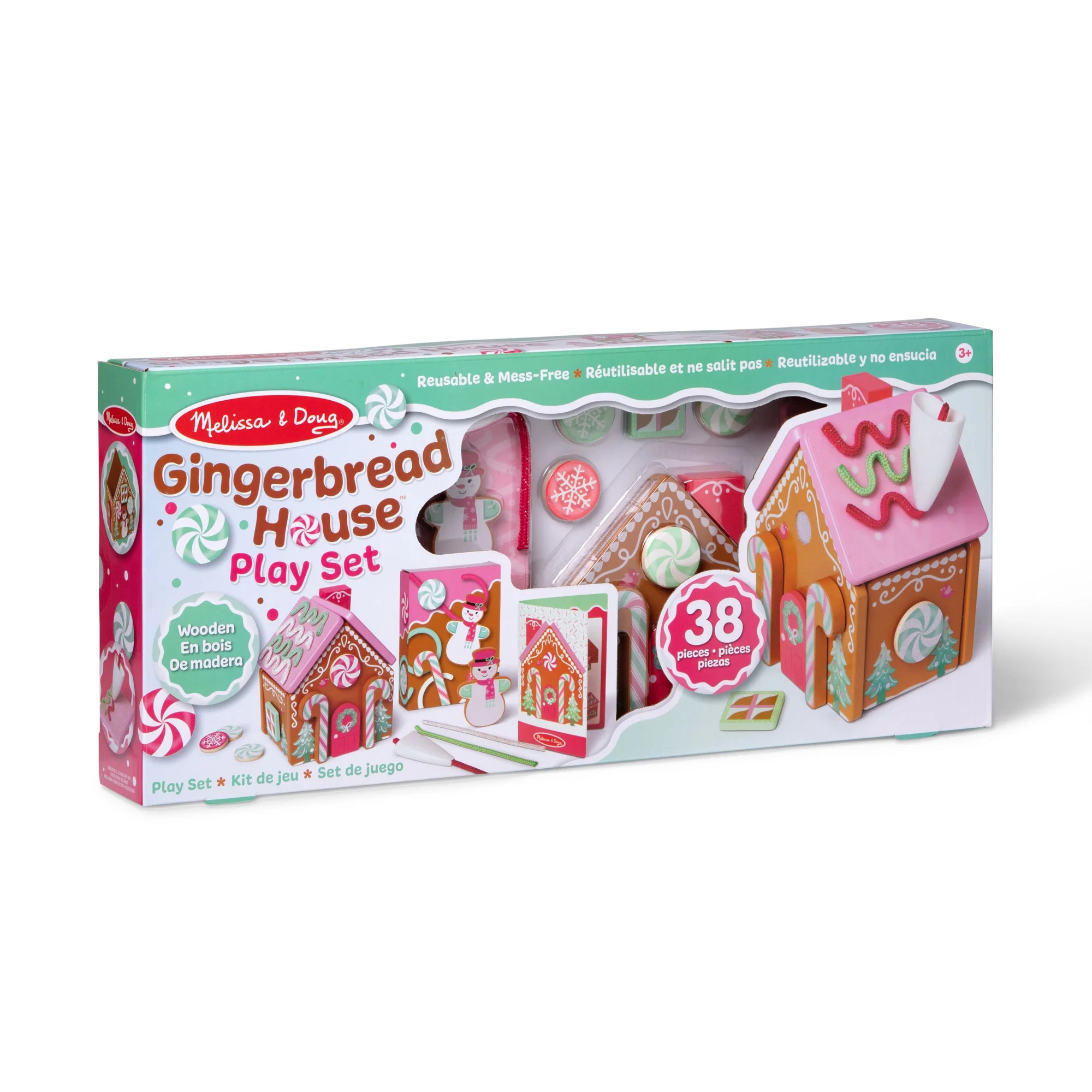 Melissa & Doug Pink Wooden Gingerbread House Reusable, Mess-Free Play Set Activity for Boys and G... | Walmart (US)