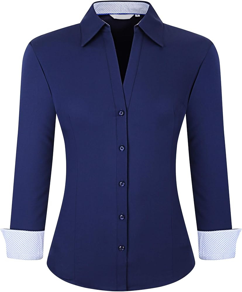 Alex Vando Womens Button Down Shirt Wrinkle Free Casual Long Sleeve Work Blouse Tops | Amazon (US)