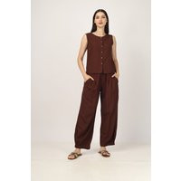 Unisex Brown Pants For Women & Men, Custom Made Baggy Linen Pant, Bohemian Pants, Made To Order, Plus Size | Etsy (US)