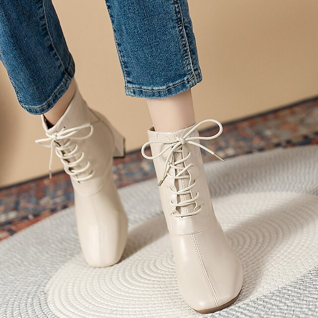 Women's Boots Combat Boots Plus Size Lace Up Boots Daily Booties Ankle Boots Winter Chunky Heel S... | Lightinthebox