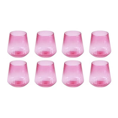 Posh Setting 12 oz Pink Plastic Disposable stemless Wine goblet - 8 Pack | Target