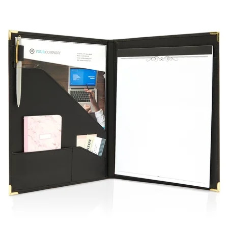 Black Portfolio Folder with Writing Notepad Business Leather Padfolio for Organizing Legal Pad Holde | Walmart (US)