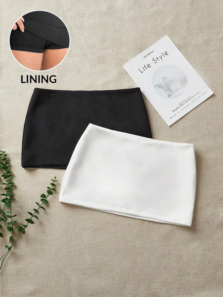 Comfortcana Two-Piece Set Mini Skirt, Minimalist, Fashion, Casual, Solid Color | SHEIN