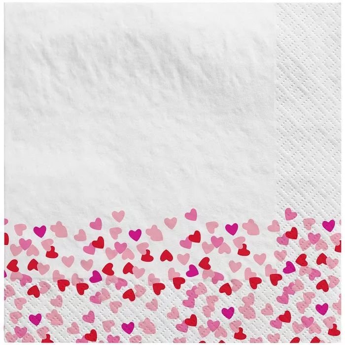 30ct Valentine's Day Confetti Heart Lunch Napkins Pink - Spritz™ | Target