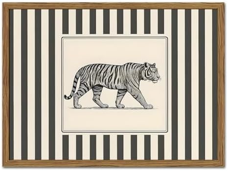 Vintage Tiger Wall Art Wildlife Wall Decor Pictures Black and White Stripe Jungle Animal Poster C... | Amazon (US)