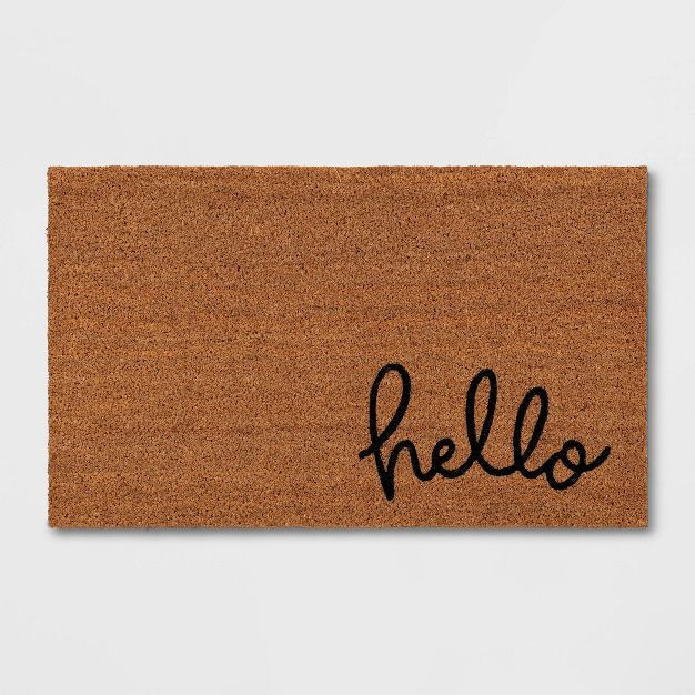1'6"x2'6" Hello Cursive Doormat Black - Threshold™ | Target