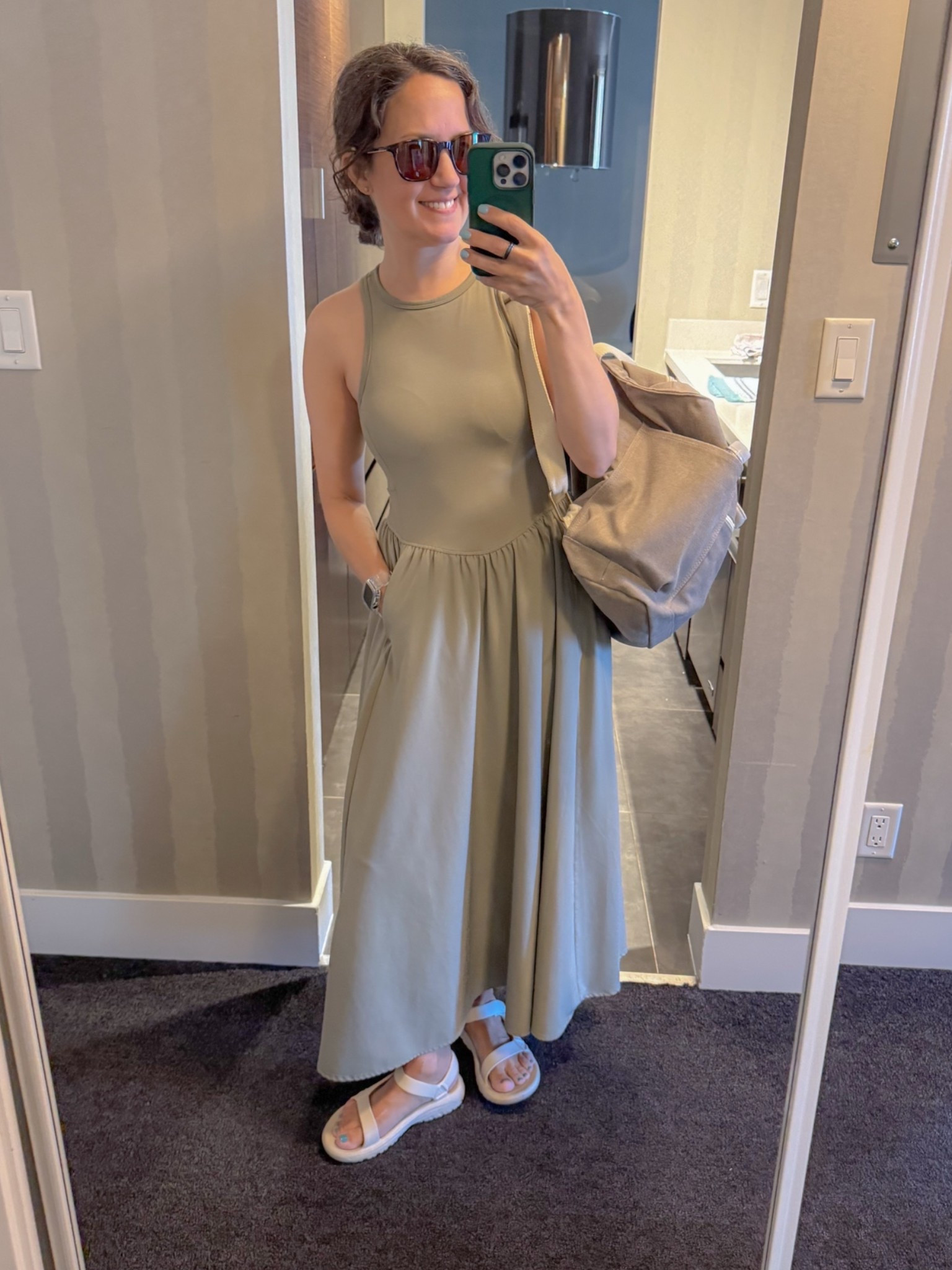 Vacation outfit, walking around the city (Vancouver). This Zella travel dress has been a favorite for a couple of summers now! Linked the newest version, part of the Nordstrom Anniversary sale.

#LTKSeasonal #LTKOver40 #LTKTravel