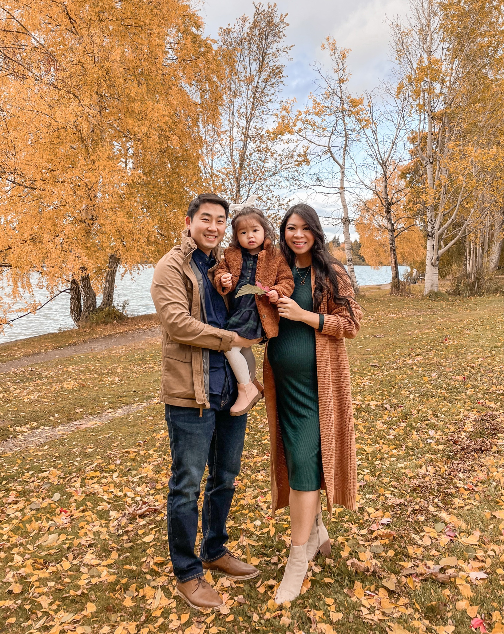 Fall family photos, fall maternity dress, long cardigan, family matching outfits, holiday outfits, bump friendly midi dress, toddler girl plaid dress

#LTKunder100 #LTKfamily #LTKSeasonal