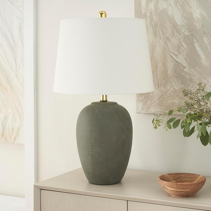 Nourison Home 23" Olive Green Ceramic Pot Table Lamp for Bedroom, Living Room, Dining Office, wit... | Amazon (US)