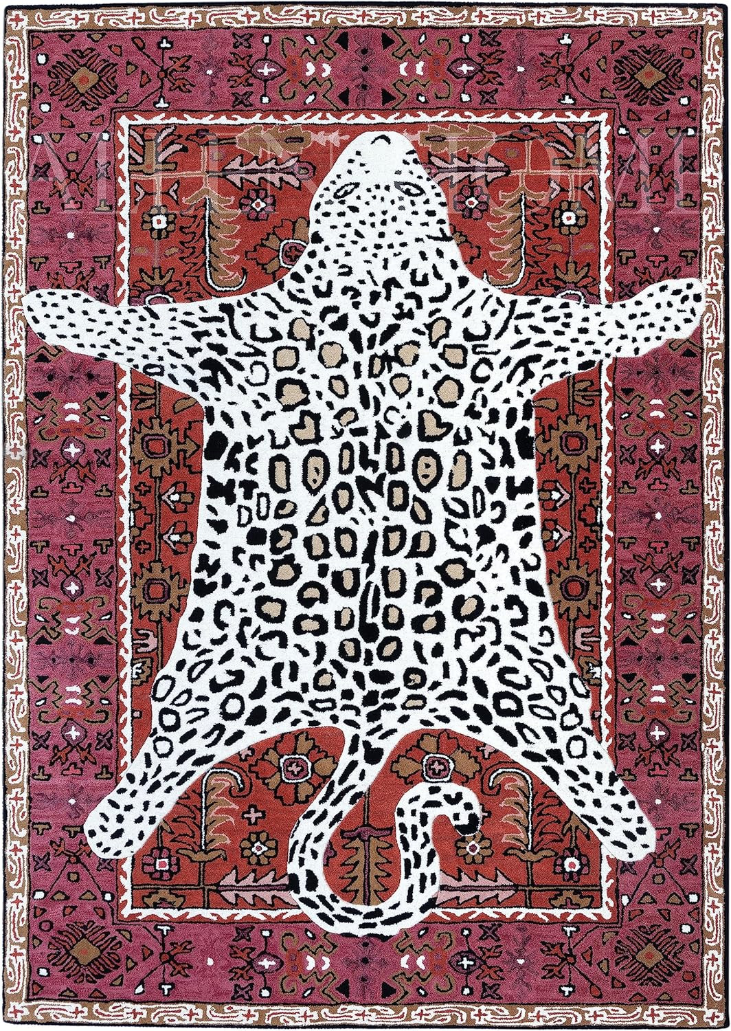 Allen Home Wool Area Rug | Leopard Rug Rust | Traditional Decorative Carpet | Area Rugs Suitable ... | Amazon (US)