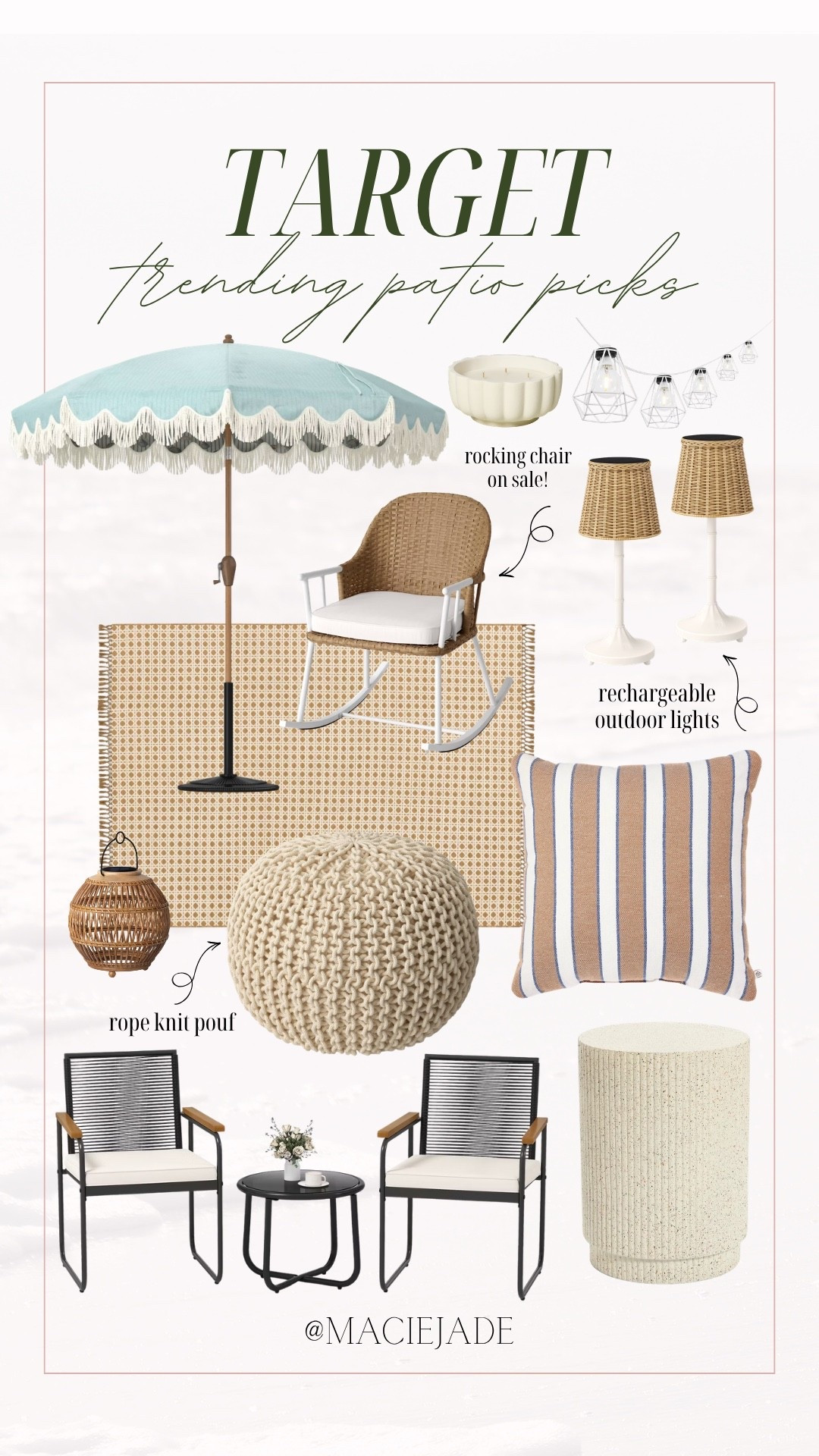 Target patio picks 🌸 so many cute finds (including sale items!) 😍 linking these and more ✨

Target finds, target sale, target patio furniture, target patio decor, target outdoor furniture, target outdoor decor, patio refresh, target find

#LTKSeasonal #LTKHome