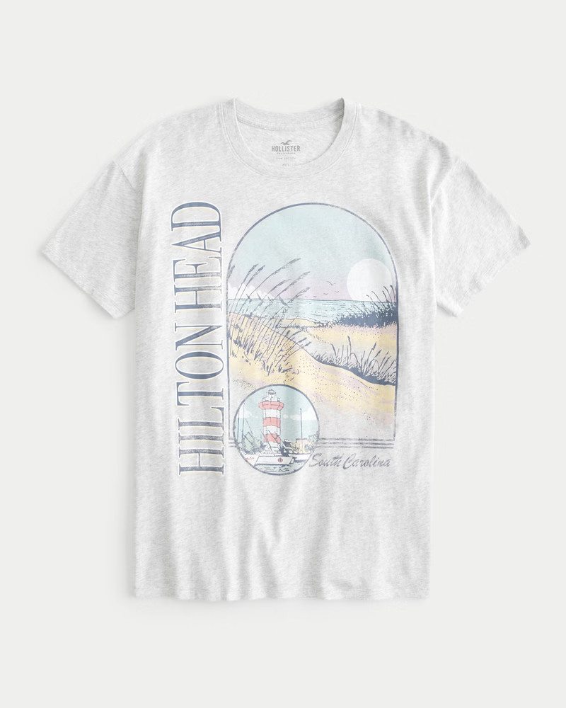Women's Oversized Hilton Head Graphic Tee | Women's Clearance | HollisterCo.com | Hollister (US)