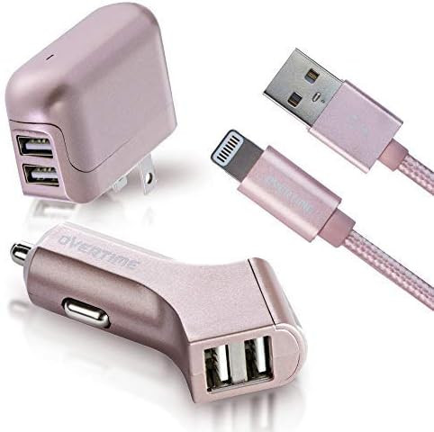 iPhone Charger, Overtime Apple MFi Certified 6ft Braided Lightning USB Cable with Dual Port Wall ... | Amazon (US)